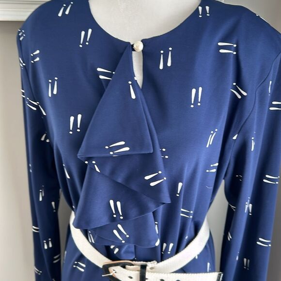 Vintage Blair Shirt Navy Exclamation Retro 80s 90s Business Longsleeve Dress - Picture 4 of 12